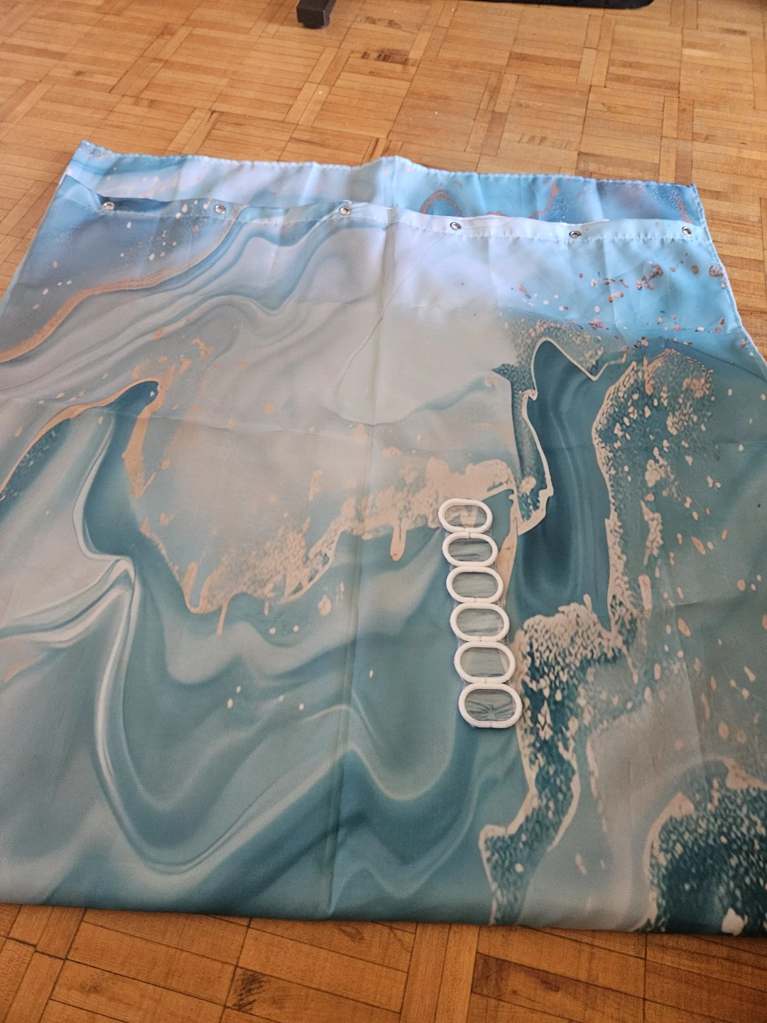 Blue Marble Shower Curtain with Hooks - photo 2