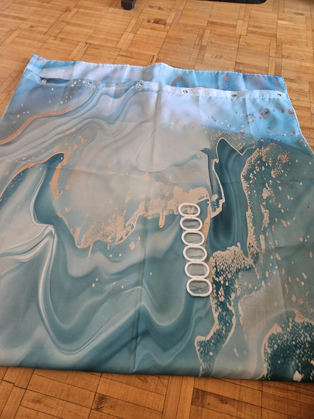 Blue Marble Shower Curtain with Hooks - photo 3