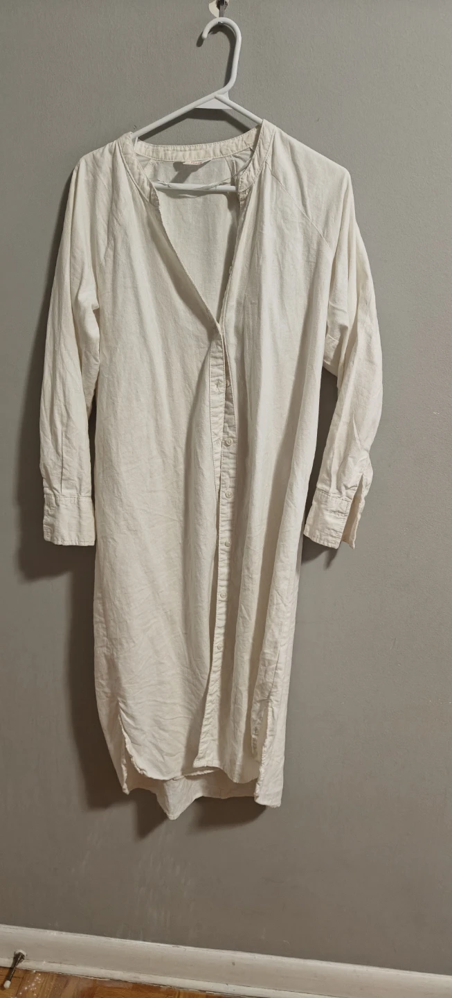 Women's Cream Long Sleeve Shirtdress