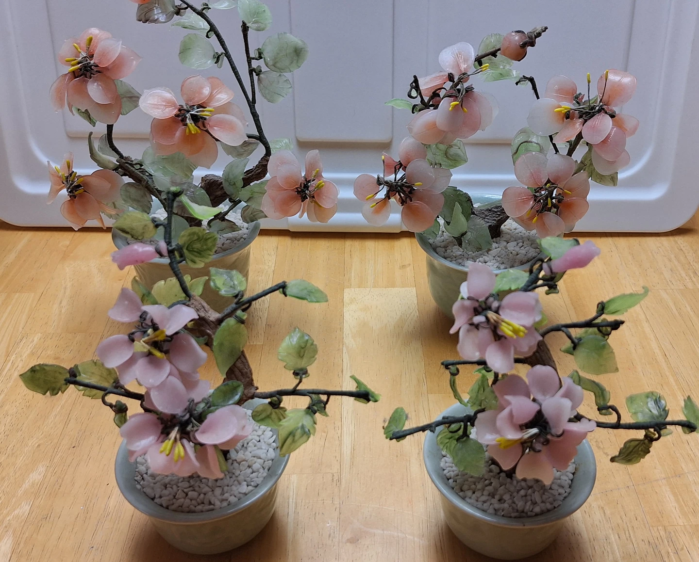 Set of Faux Cherry Blossom Bonsai Trees