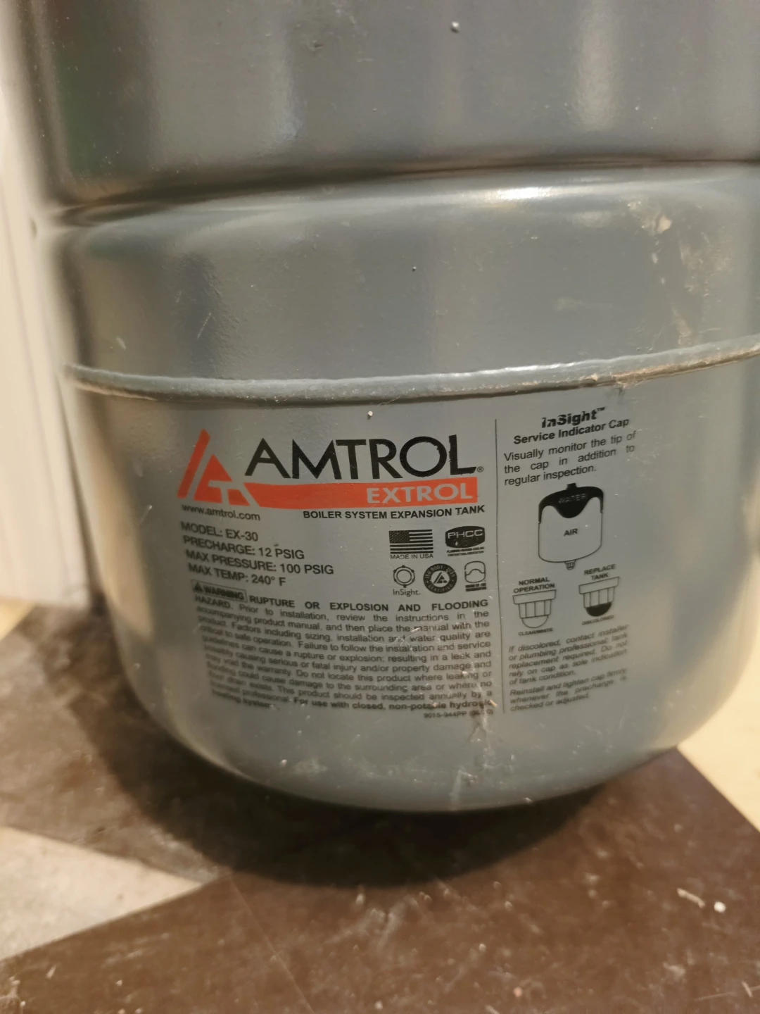 Amtrol Extrol EX-30 Boiler System Expansion Tank