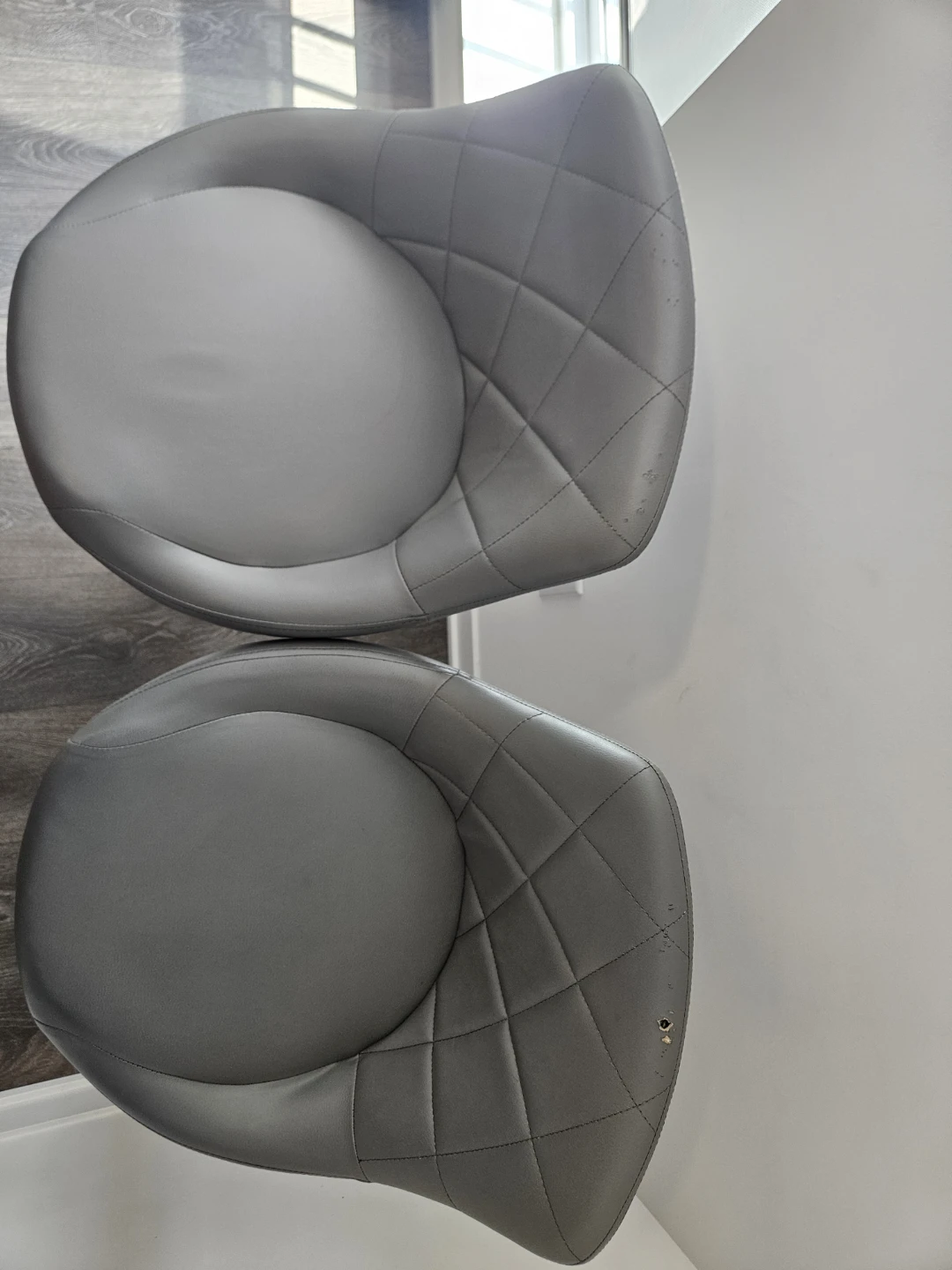 Set of 2 Grey Faux Leather Bar Stools - photo 4