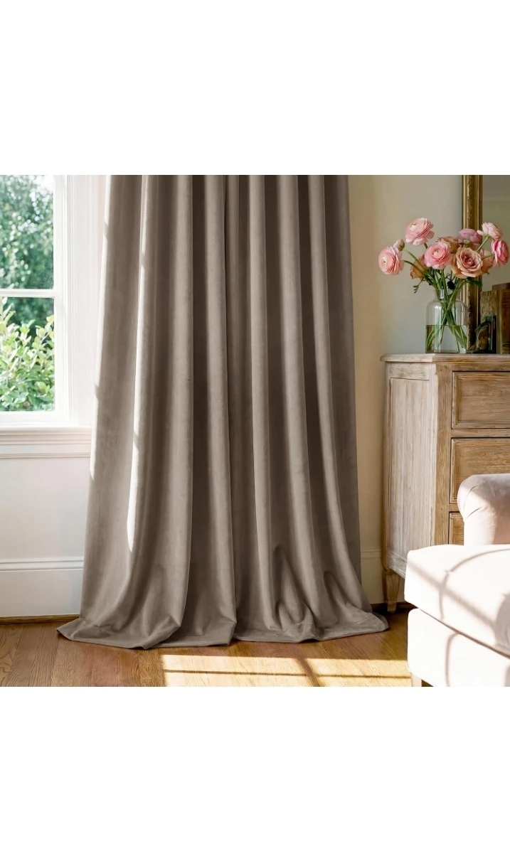 StangH Taupe Velvet Curtains - 52 x 96 inches (2 Panels) - photo 2