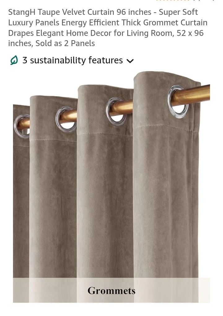 StangH Taupe Velvet Curtains - 52 x 96 inches (2 Panels) - photo 4