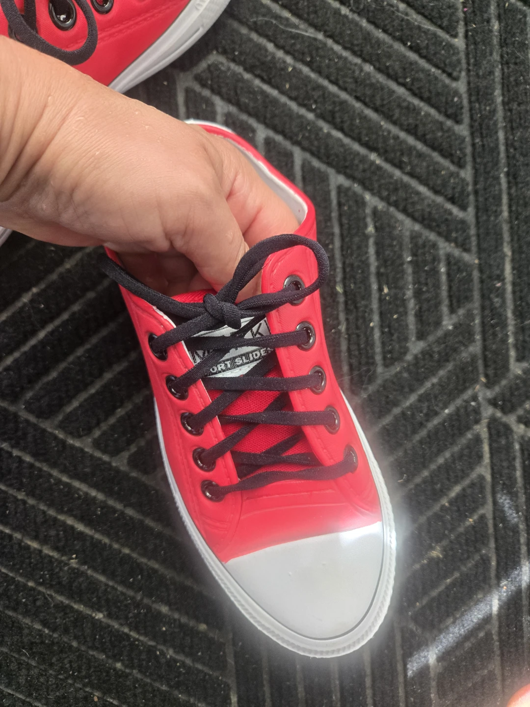 Red Plastic Converse-style sneakers - photo 4