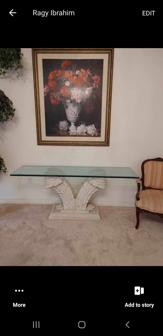 console  table and Mirror with Carved Frame - photo 2