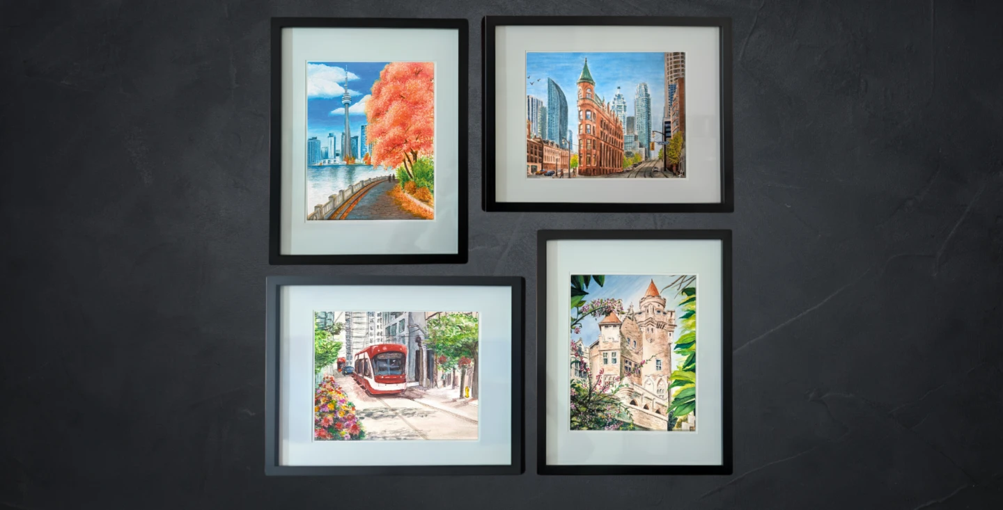 Watercolor Painting | Toronto's Streetcar | Framed 11x14in - photo 3