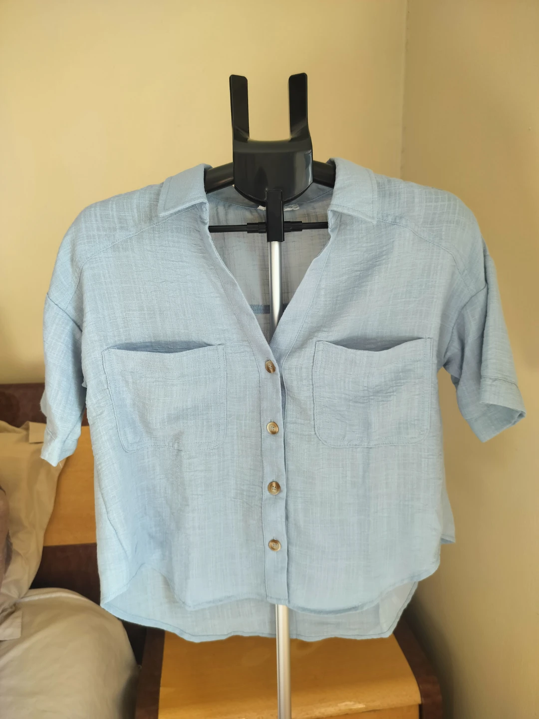 NEW" Light Blue Button-Up Shirt. Size S