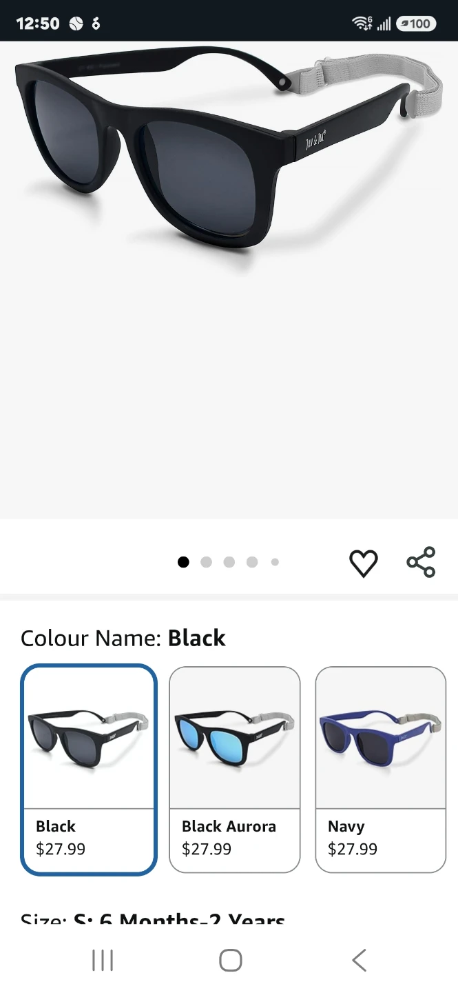 Jan & Jul Kids Sunglasses - Black, Size S (6m-2y) - photo 3