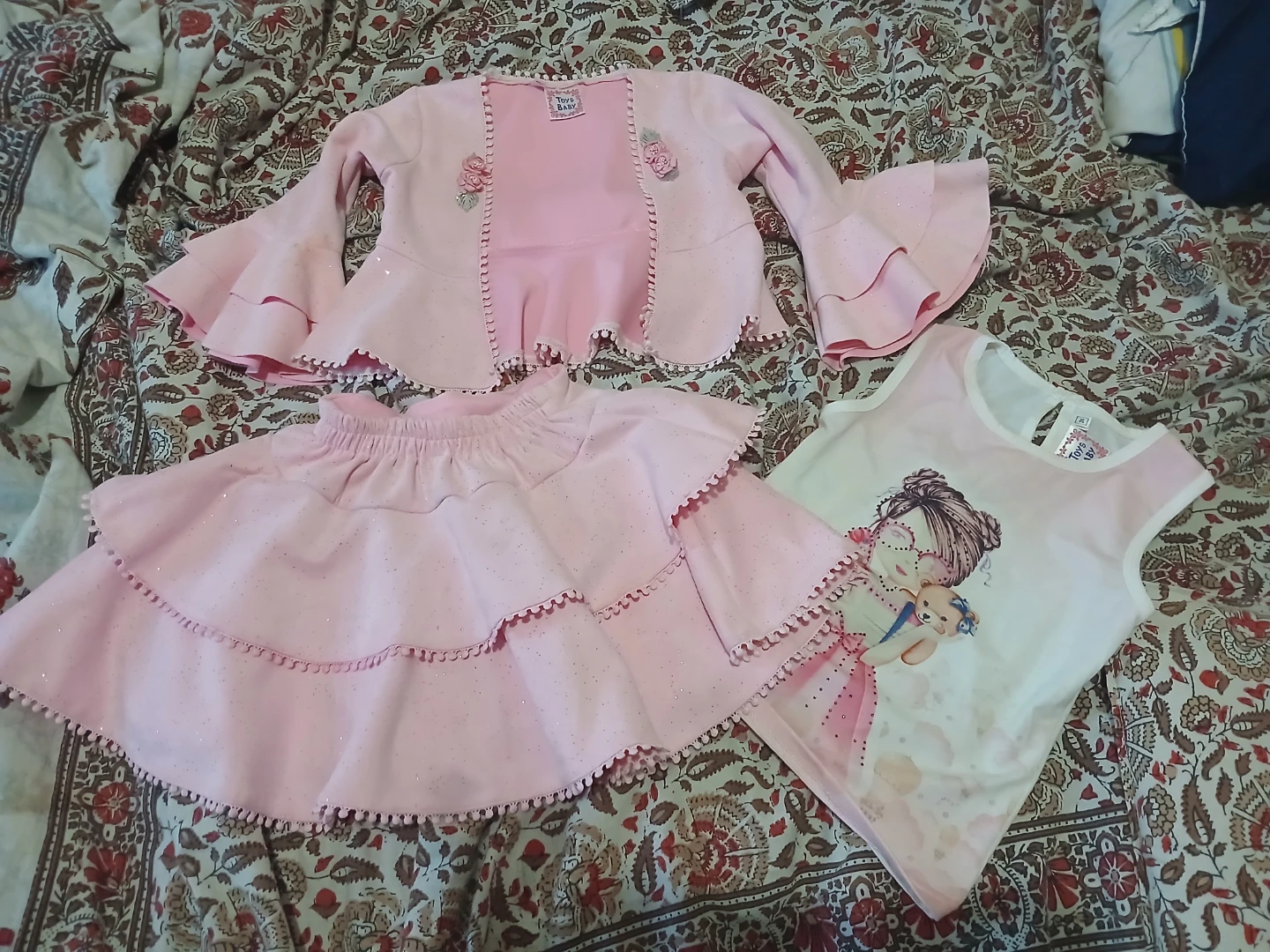 Kids Pink Sparkle Outfit Set (3-Piece)