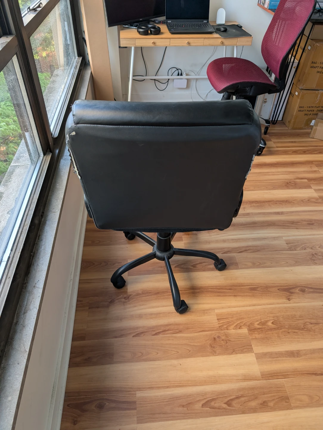 Black Faux Leather Office Chair - photo 5