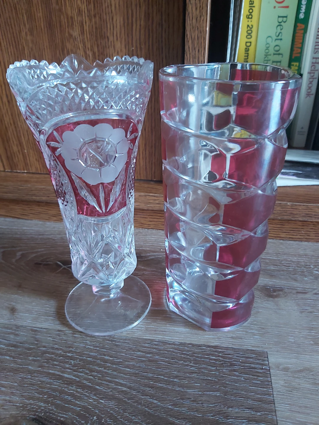 Glass Vases - Red and Clear