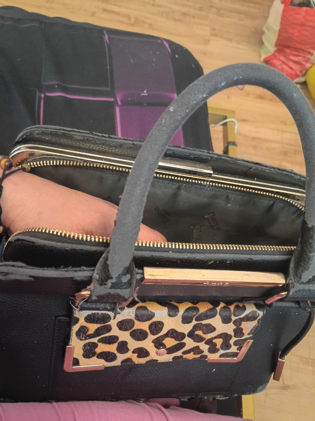 Black Dune London Handbag with Leopard Print Accent - photo 3