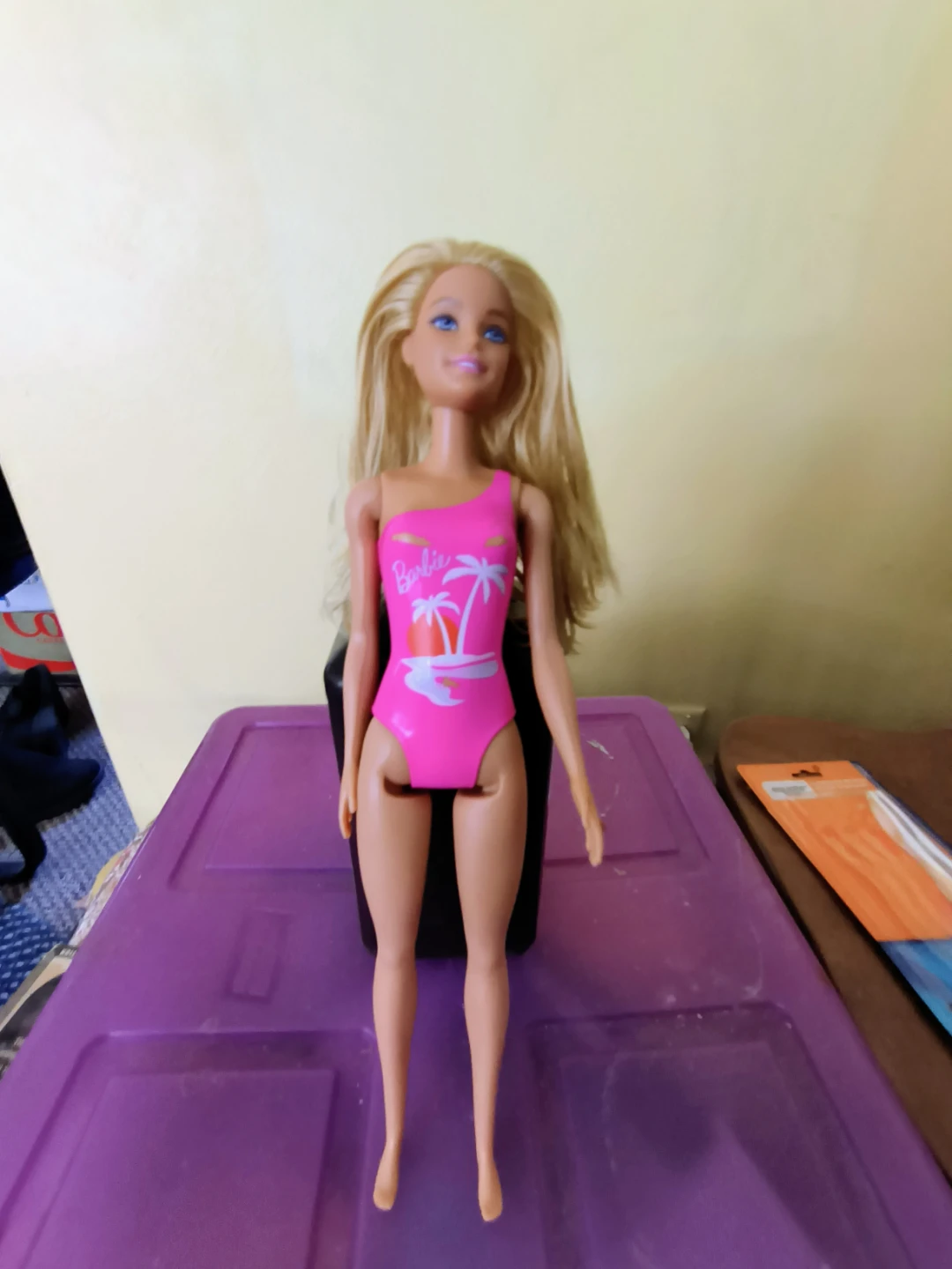 Barbie Doll in Pink Swimsuit dated 2013 hair been washed
