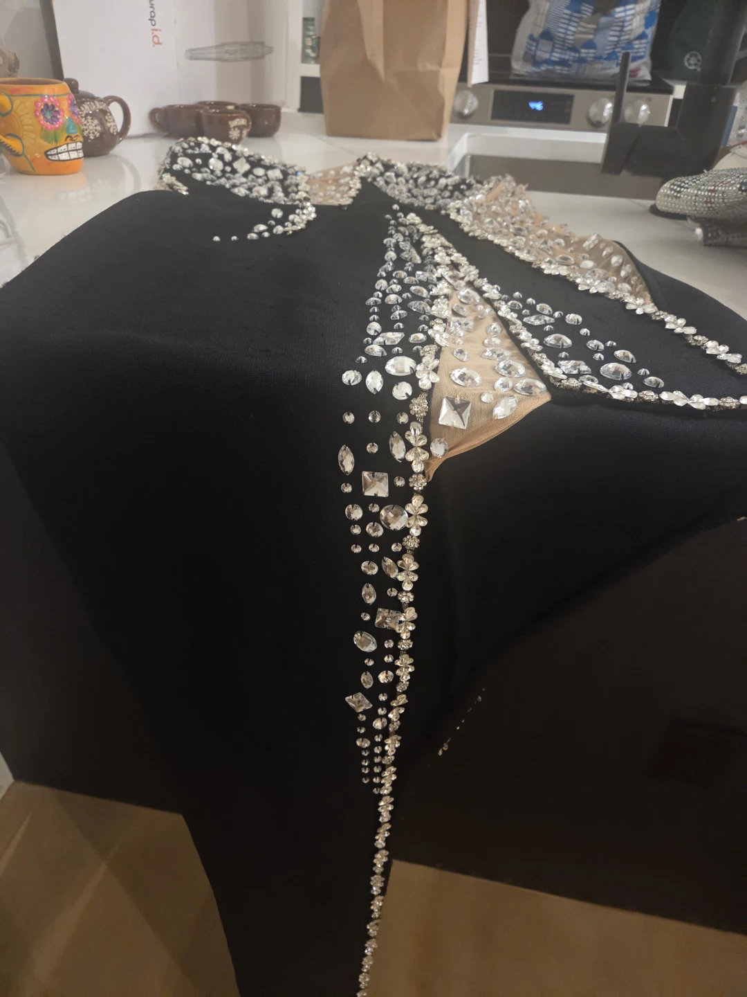 Black Sequin Embellished Strapless Gown - photo 2
