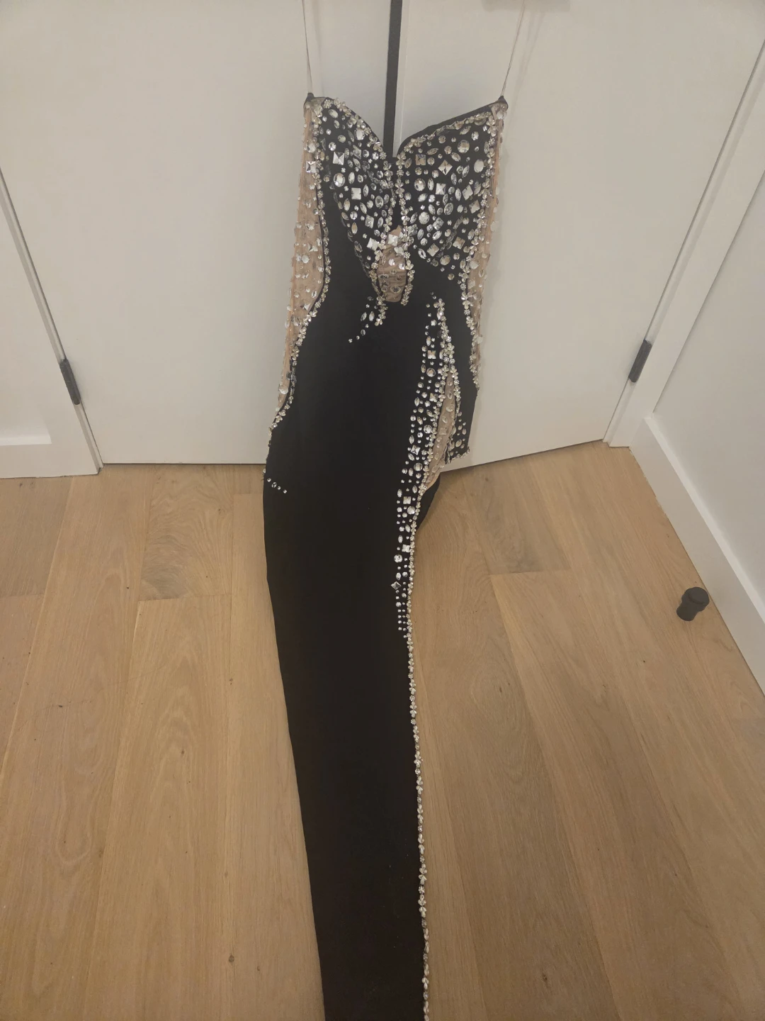 Black Sequin Embellished Strapless Gown - photo 3