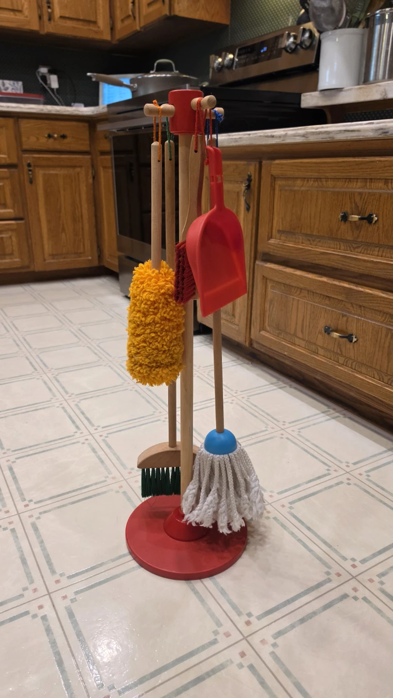 Kids Wooden Toy Cleaning Set with Mop, Broom, and Dustpan