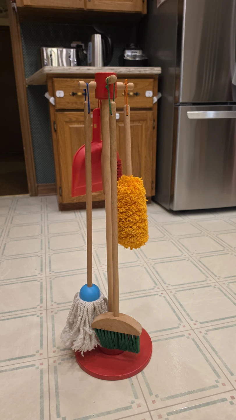 Kids Wooden Toy Cleaning Set with Mop, Broom, and Dustpan - photo 2