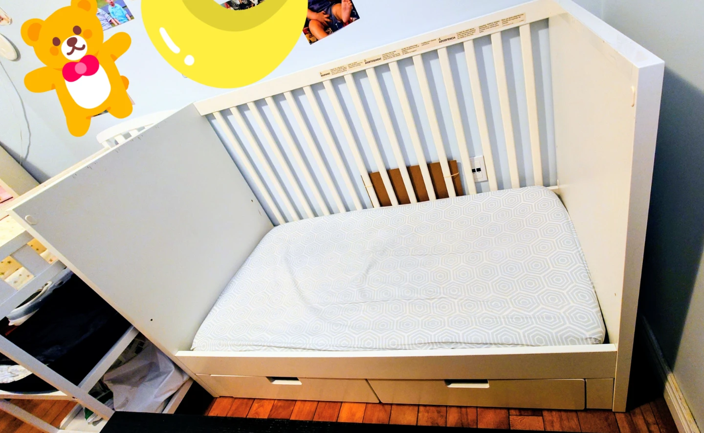 Ikea White Convertible Crib with Mattress