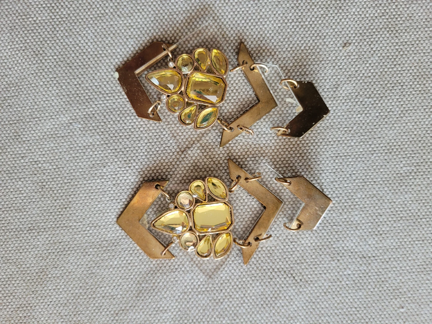 Yellow Gemstone Chevron Earrings