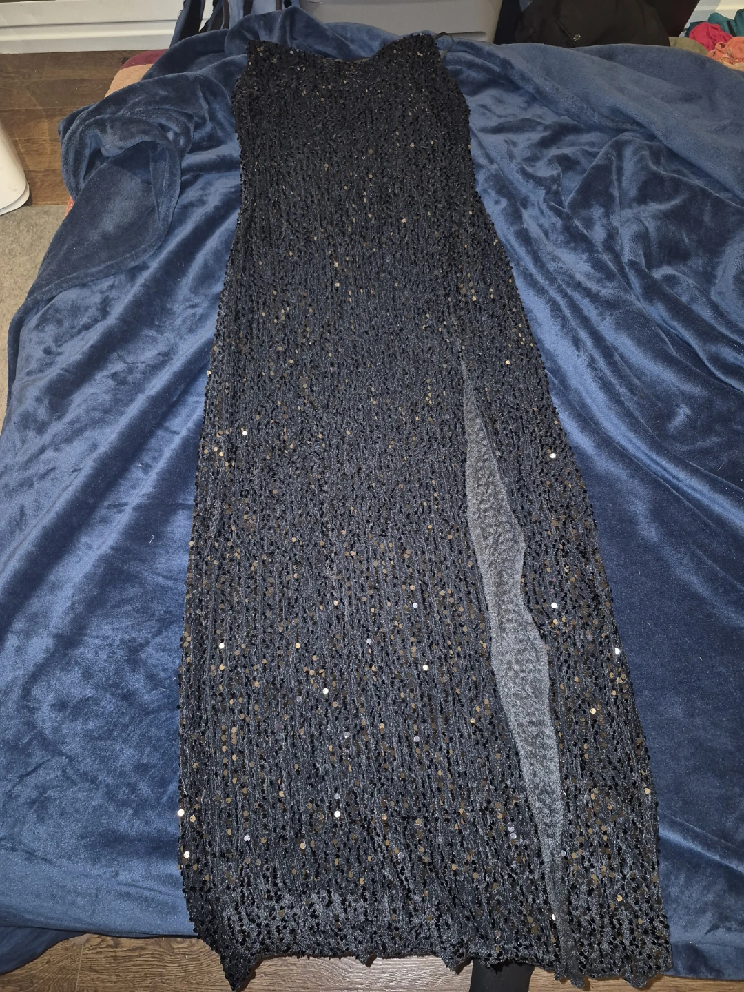 Sparkly Black Maxi Dress with Slit