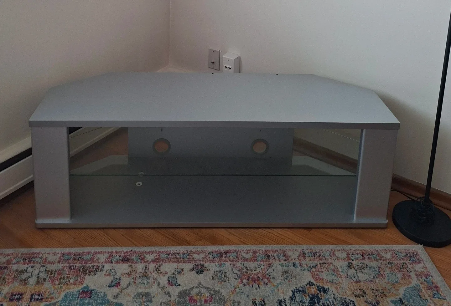 Corner TV Stand with Glass Shelves - photo 2