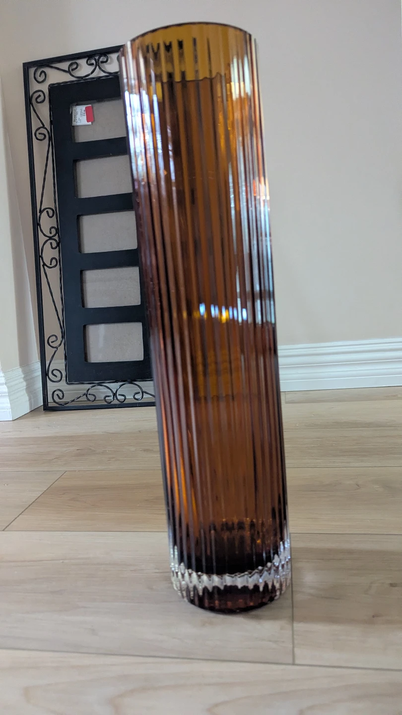 Amber Glass Cylinder Vase