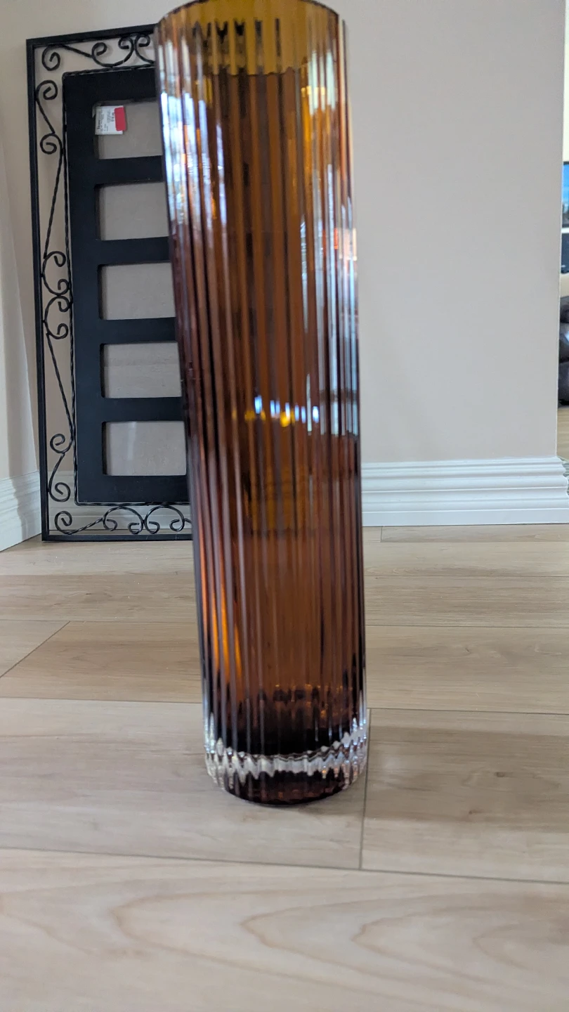 Amber Glass Cylinder Vase - photo 2