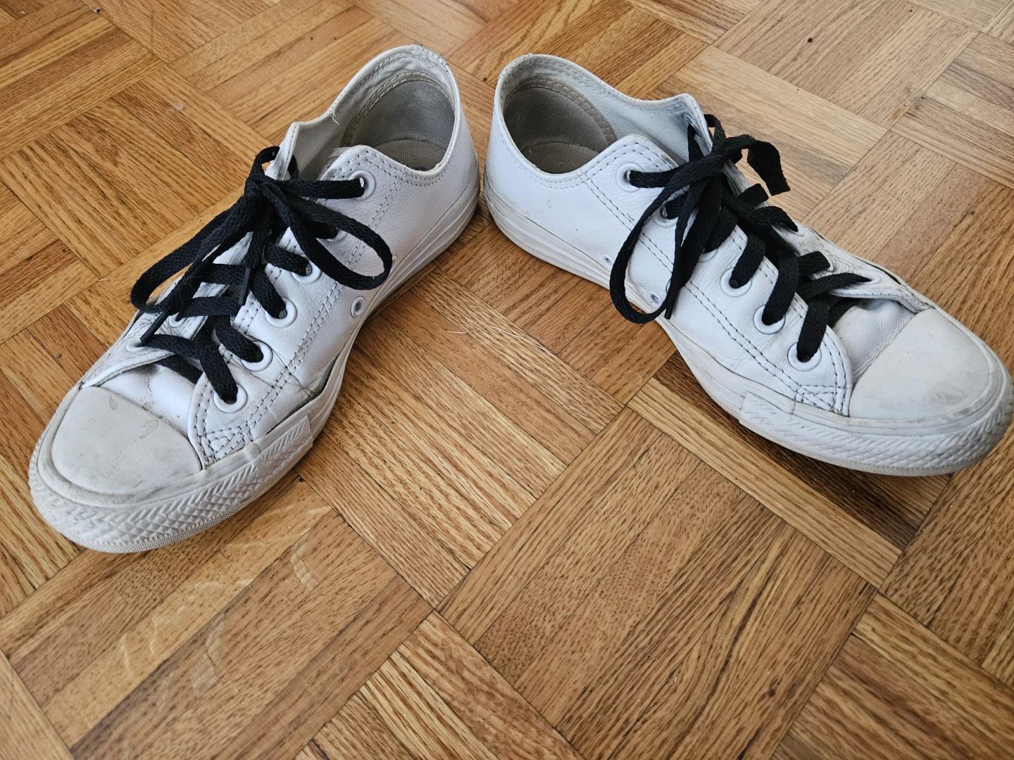 White Leather Converse All Star Chuck Taylor Sneakers - photo 2