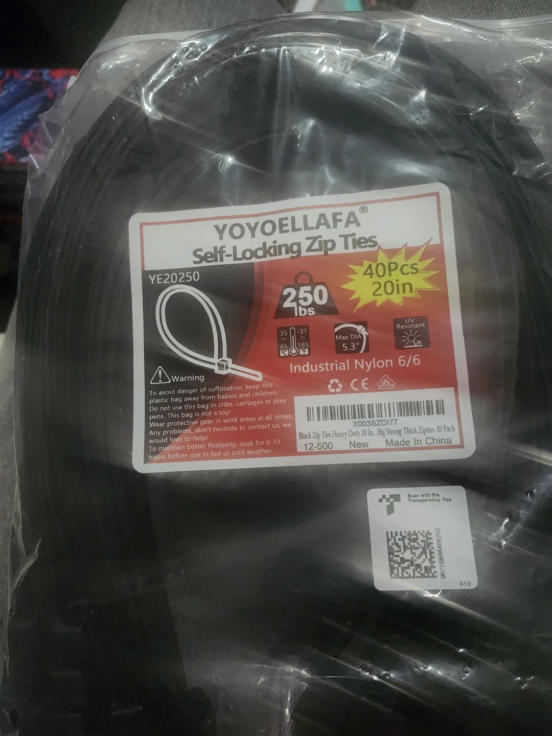 YOYOELLAFA Self-Locking Zip Ties 20 inch