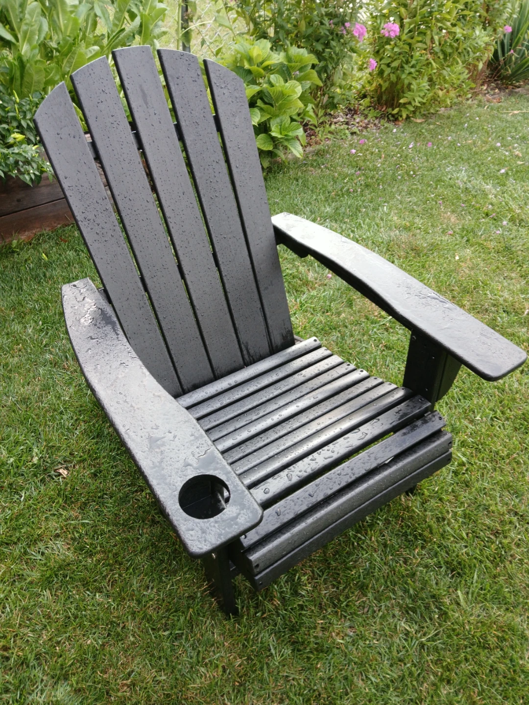 Black Adirondack Chair with Cup Holder - photo 4