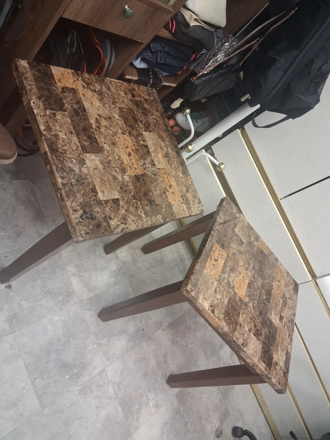 Marble Top Square Side Tables (Set of 2)
