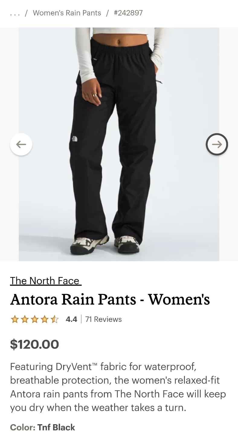 New The North Face Antora Rain Pants - Women's L - photo 5