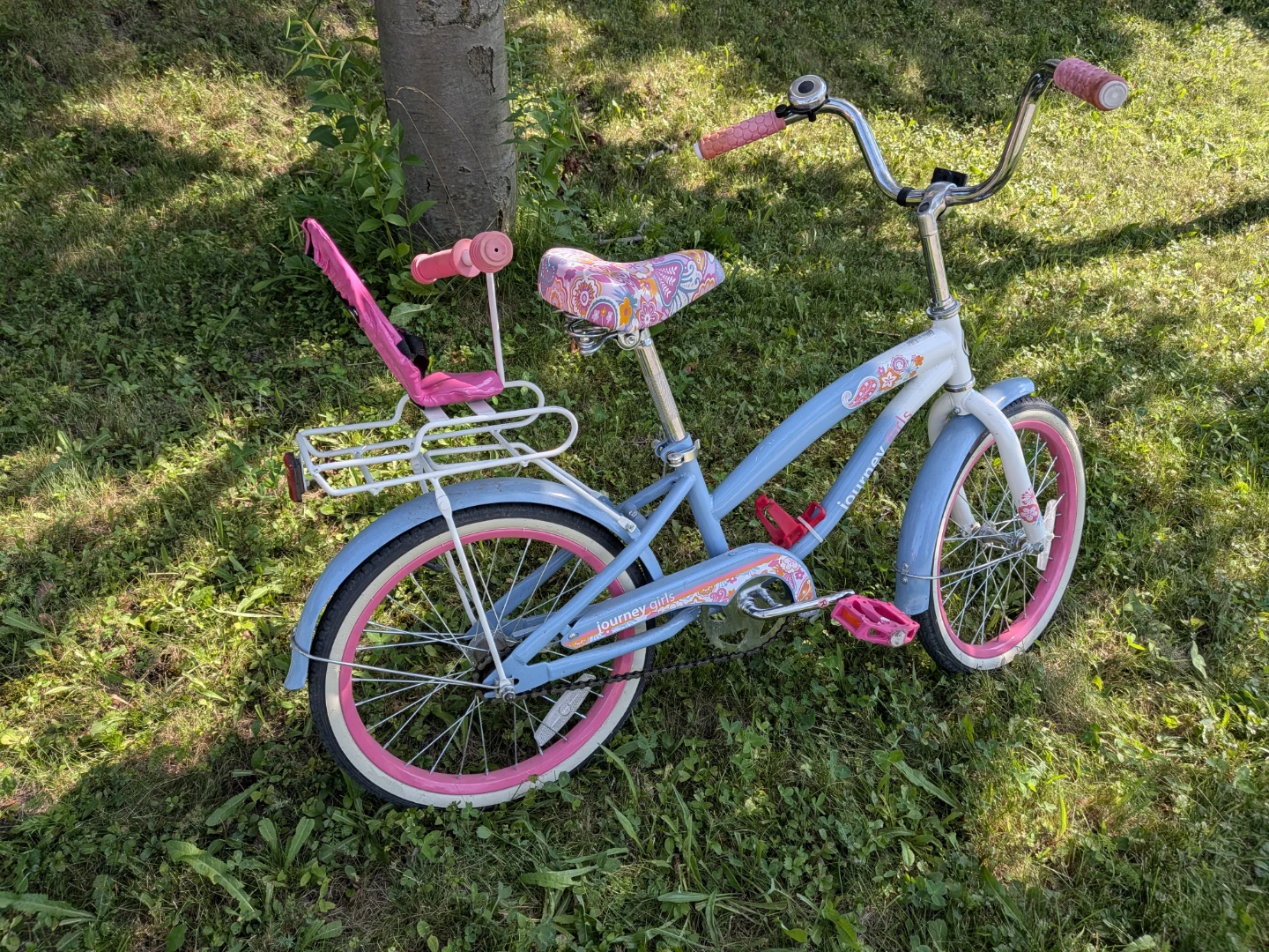 Kids Blue and Pink Journey Girls Bicycle with Doll Seat - photo 3