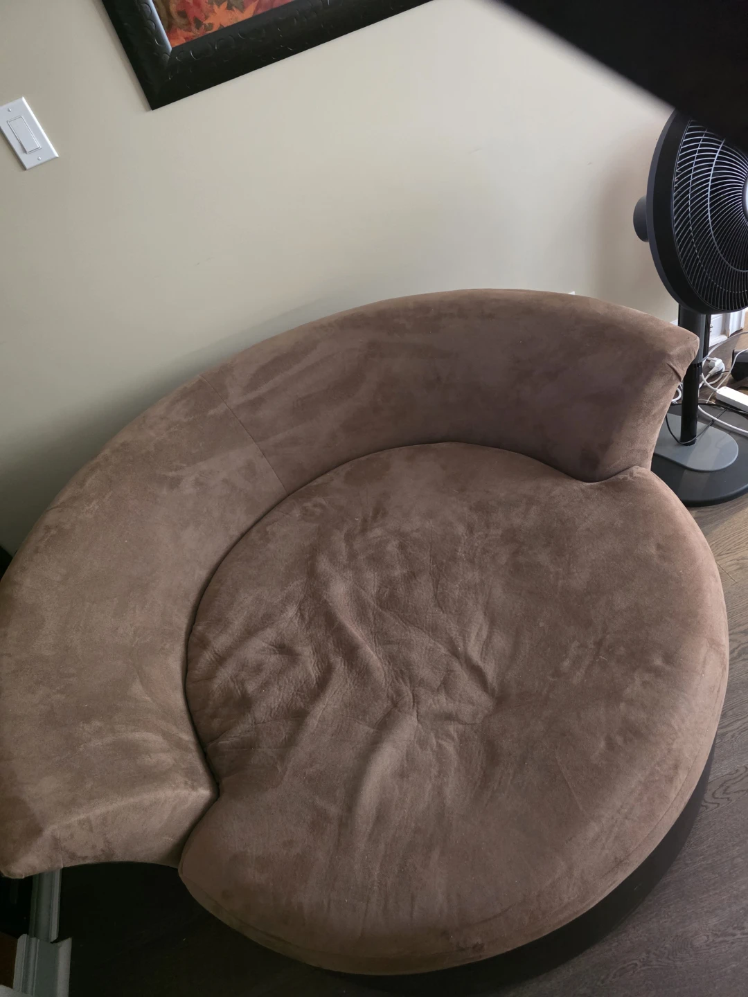 Brown Suede Swivel Chair