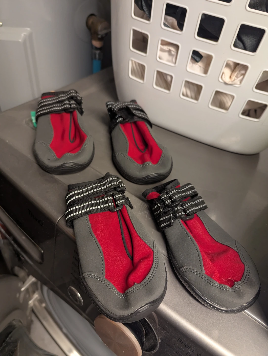 Dog Boots - XL - Red & Grey
