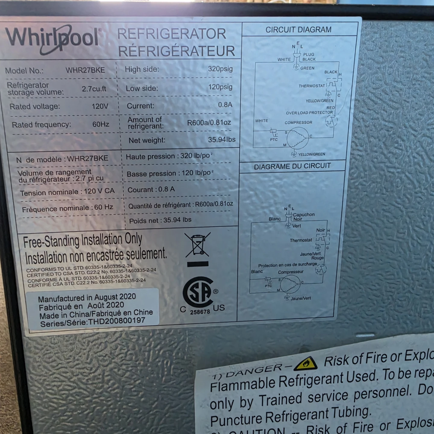 Whirlpool Mini Fridge - photo 3