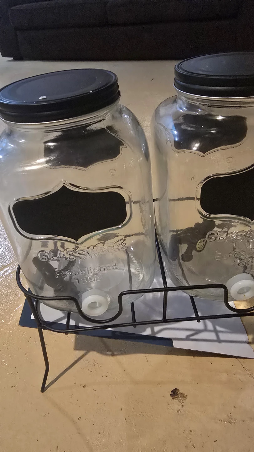 Set of 2 Glass Beverage Dispensers with Stand a - photo 2