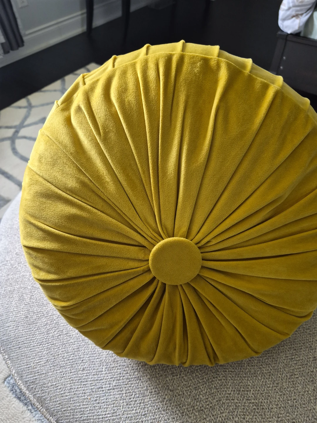 Round Yellow Velvet Throw Pillow - photo 3