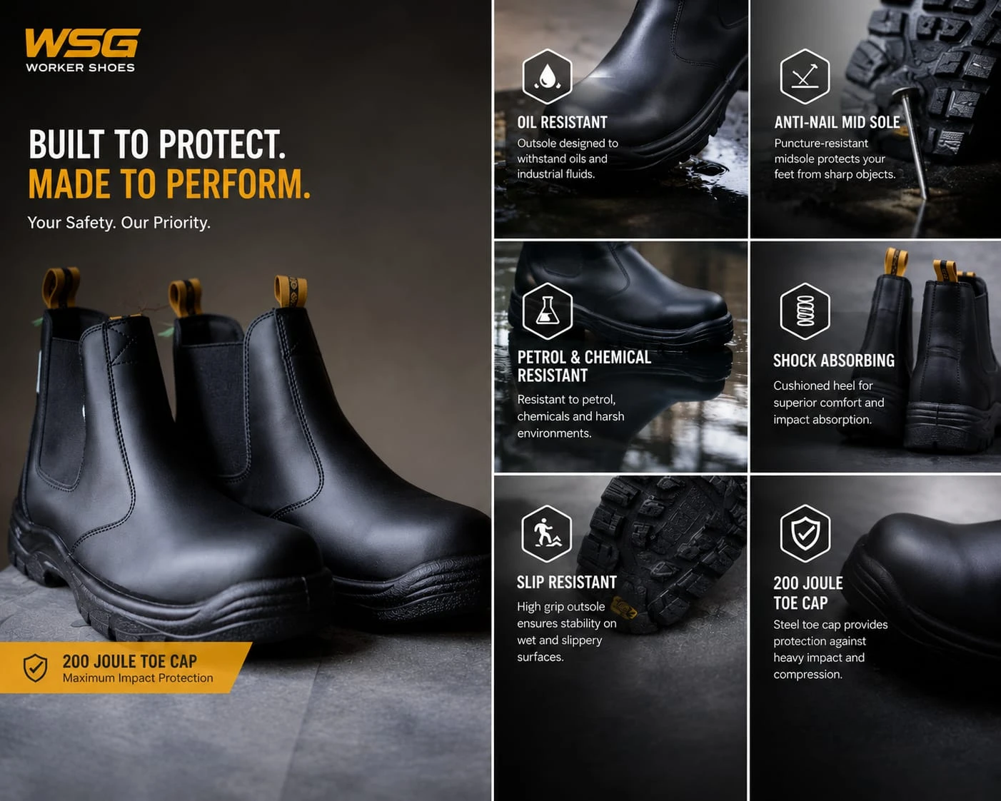 WSG Professional Performance Footwear - Steel Toe Boots
