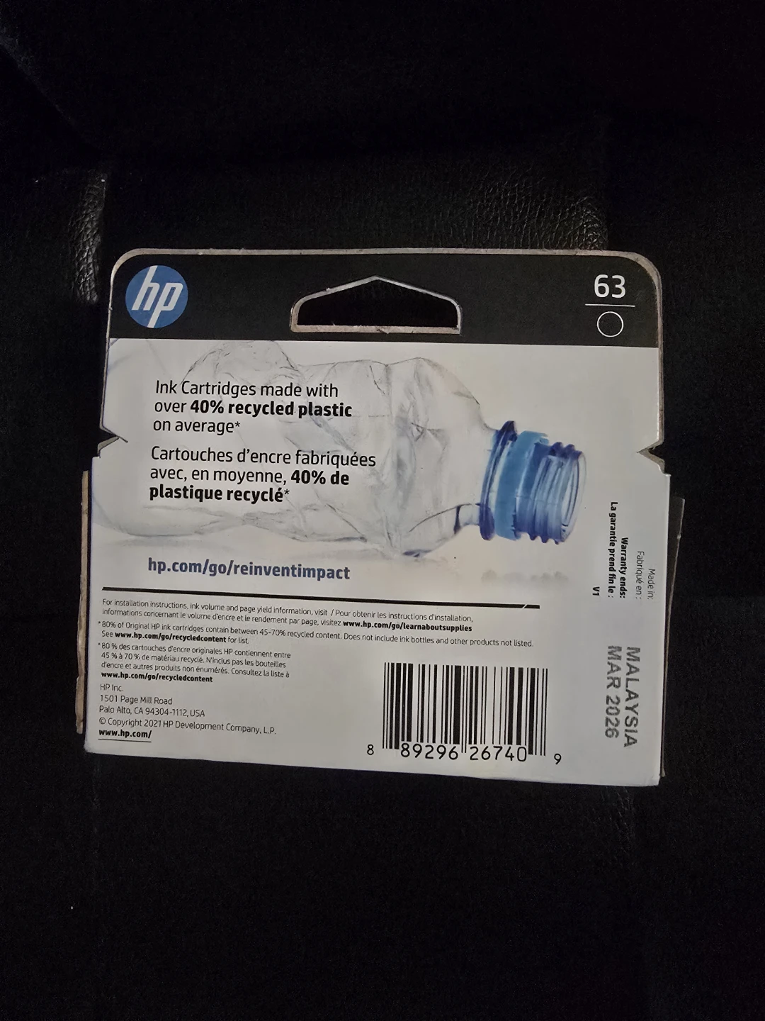 NEW! Genuine Hp 63 Black Ink Cartridges - photo 2