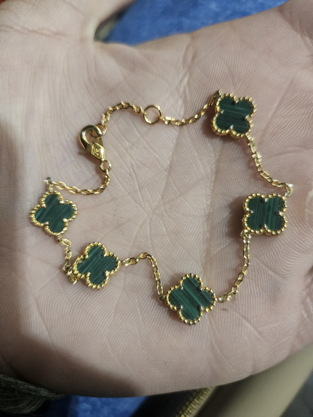 Van cleef and arpals authentic bracelet with Malachite Inlay