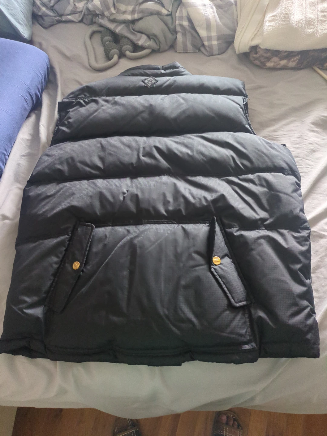 Black Puffer Vest with Gold Accents - photo 2