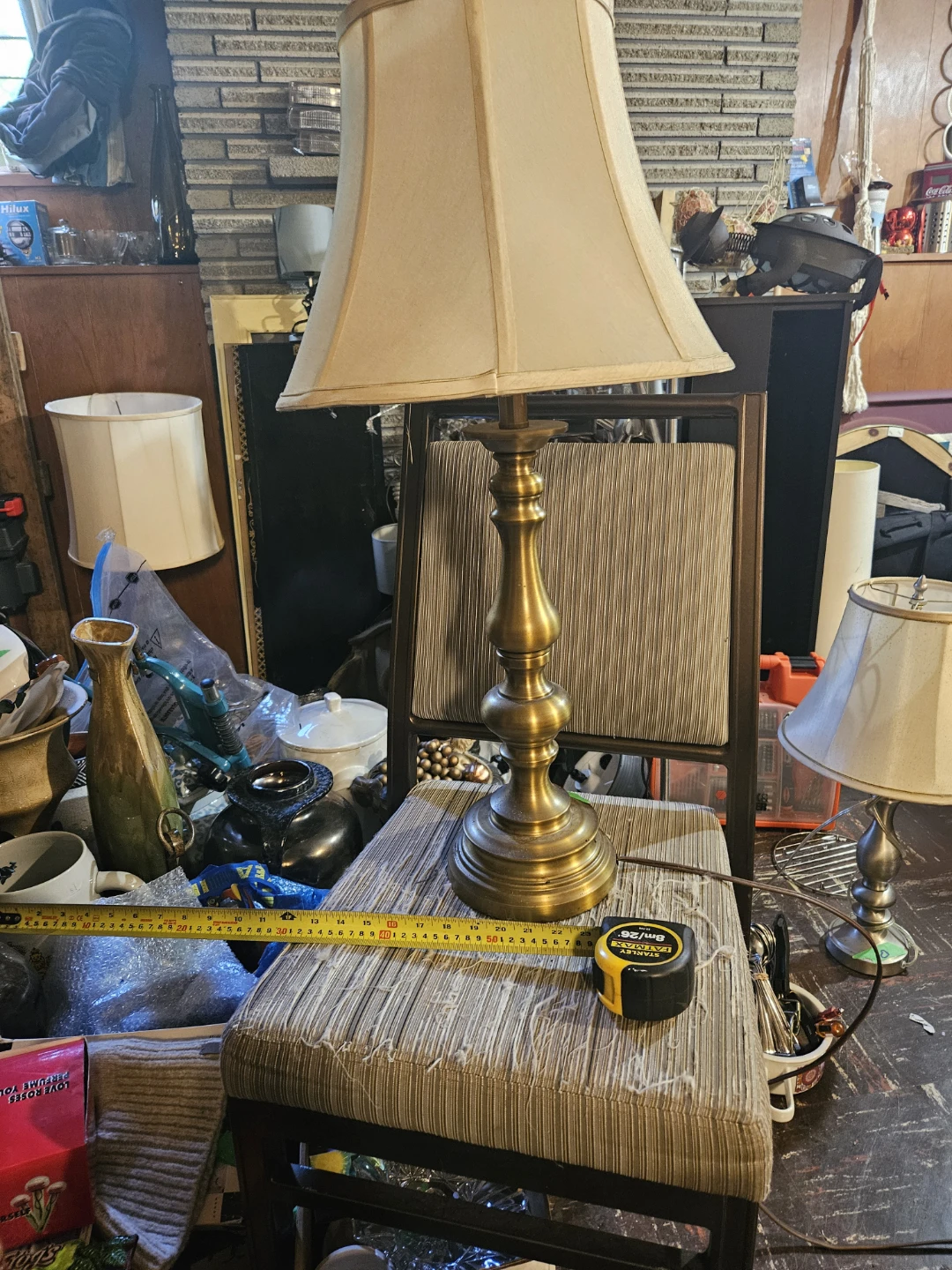 Brass Table Lamp with Cream Shade - photo 2