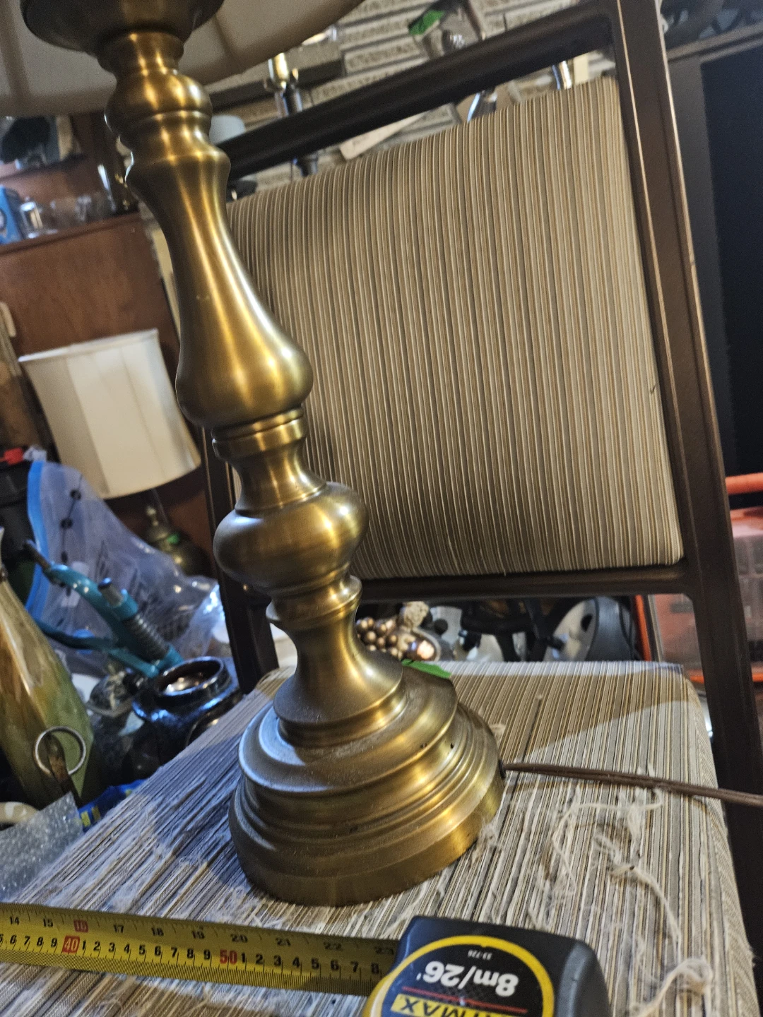 Brass Table Lamp with Cream Shade - photo 3