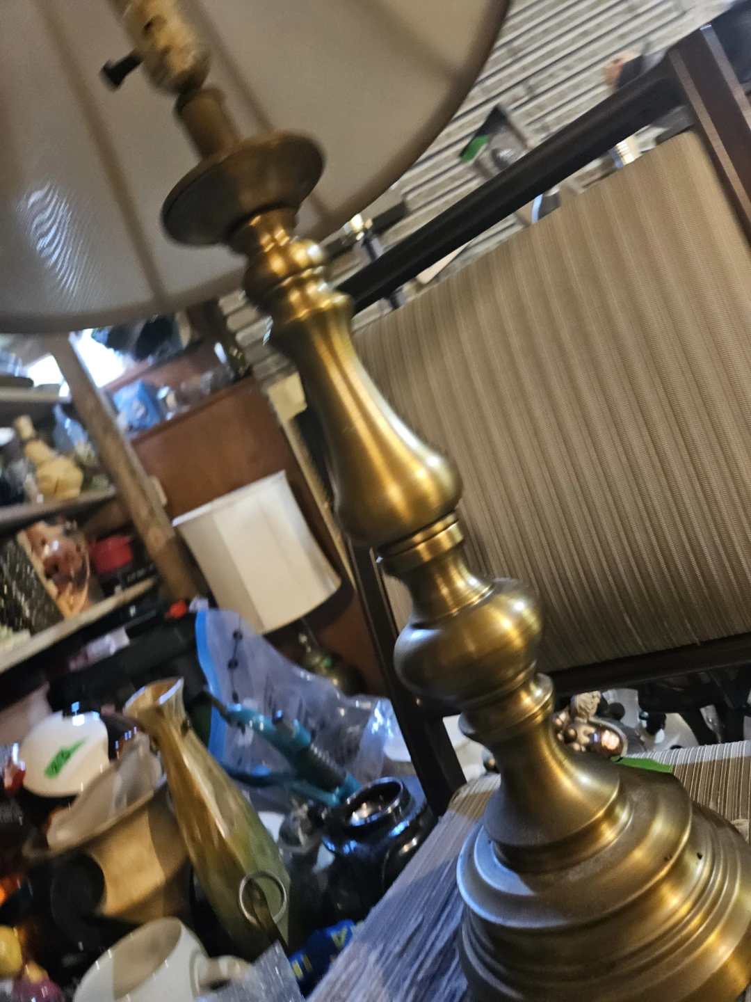 Brass Table Lamp with Cream Shade - photo 4