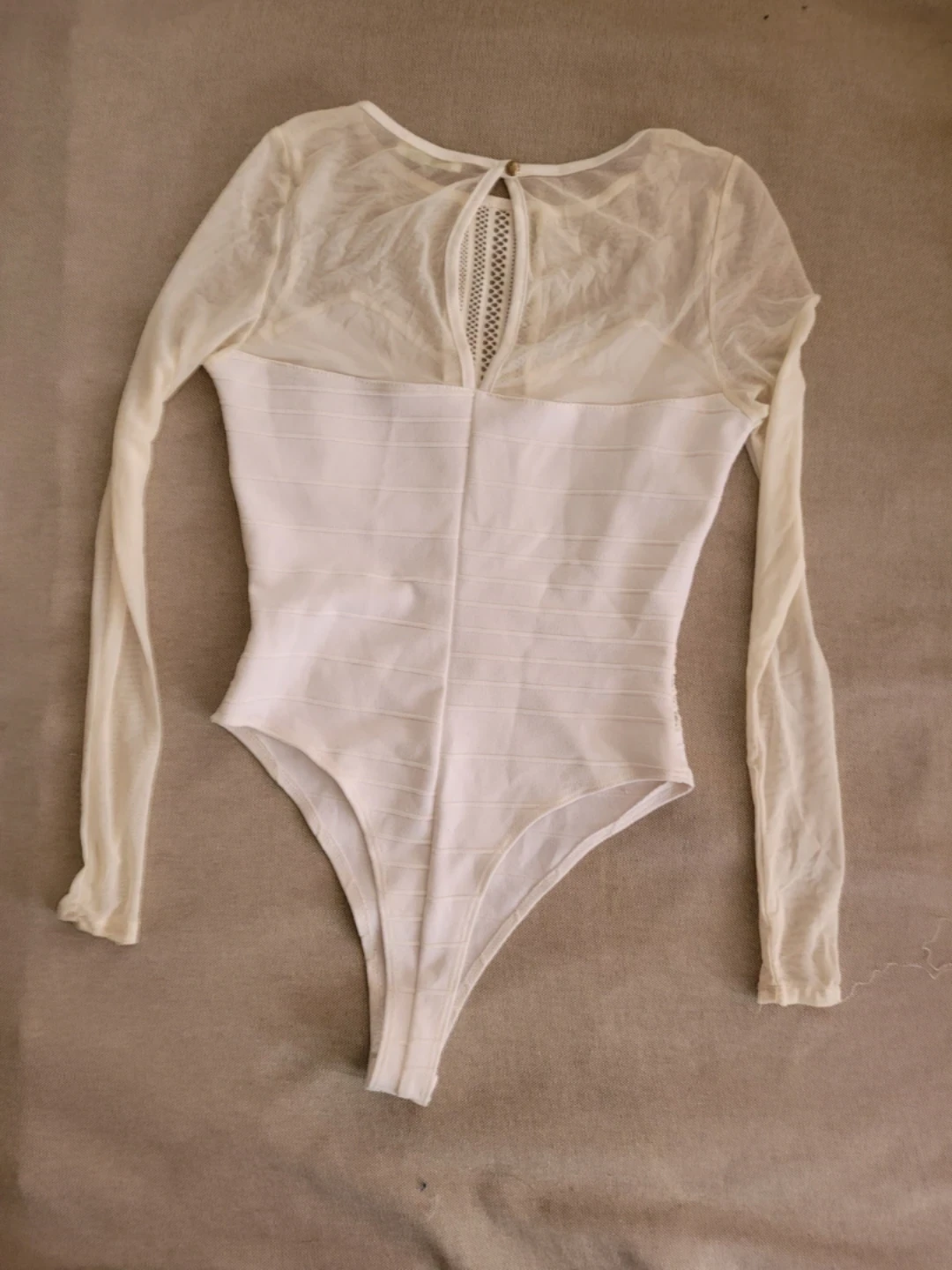 White Long Sleeve Sheer Bodysuit - photo 2