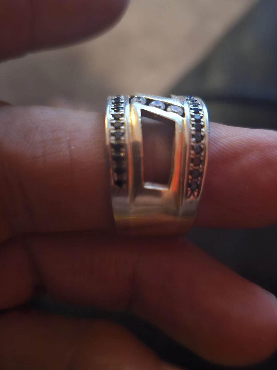 Statement Ring with Black and Clear diamonds - photo 2