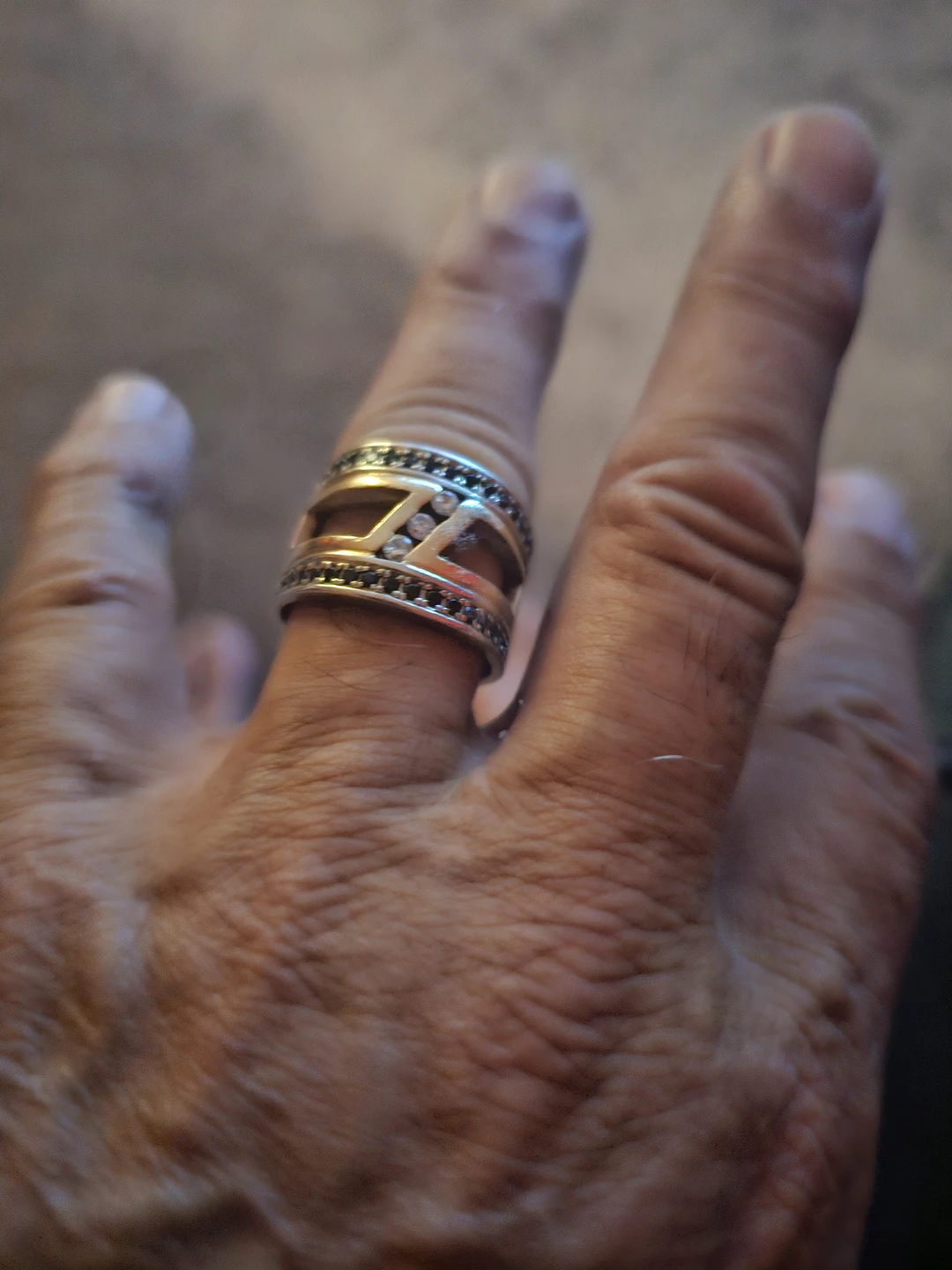 Statement Ring with Black and Clear diamonds - photo 4