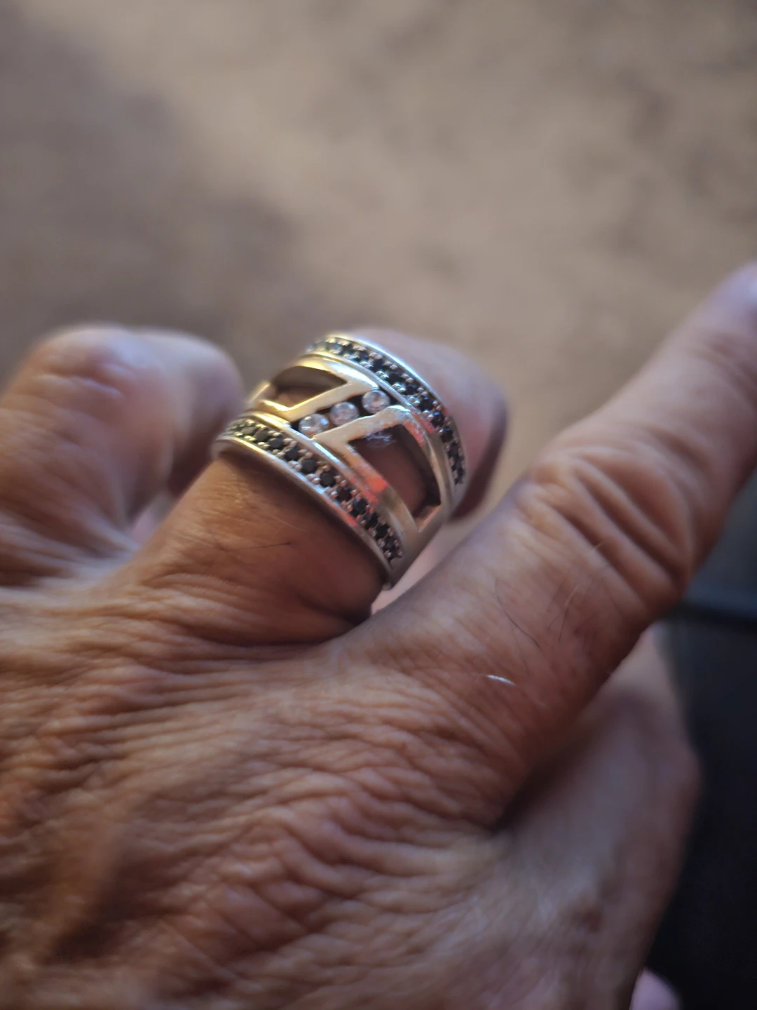 Statement Ring with Black and Clear diamonds - photo 5